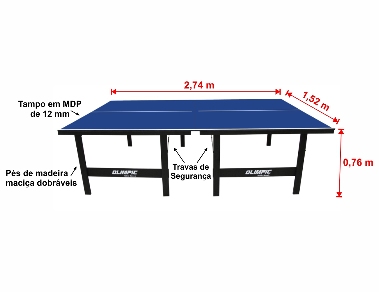 Mesa de Tênis de Mesa / Ping Pong Olimpic 1014 MDP 12mm